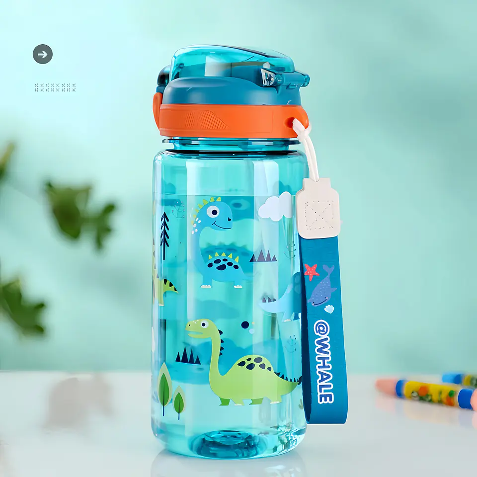 Kids Dinosaur Water Bottle – 600ml Straw Cup 1
