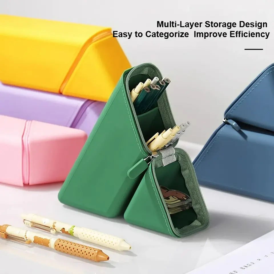 Stand Up Pencil Case  Silicone Desk Organizer 3