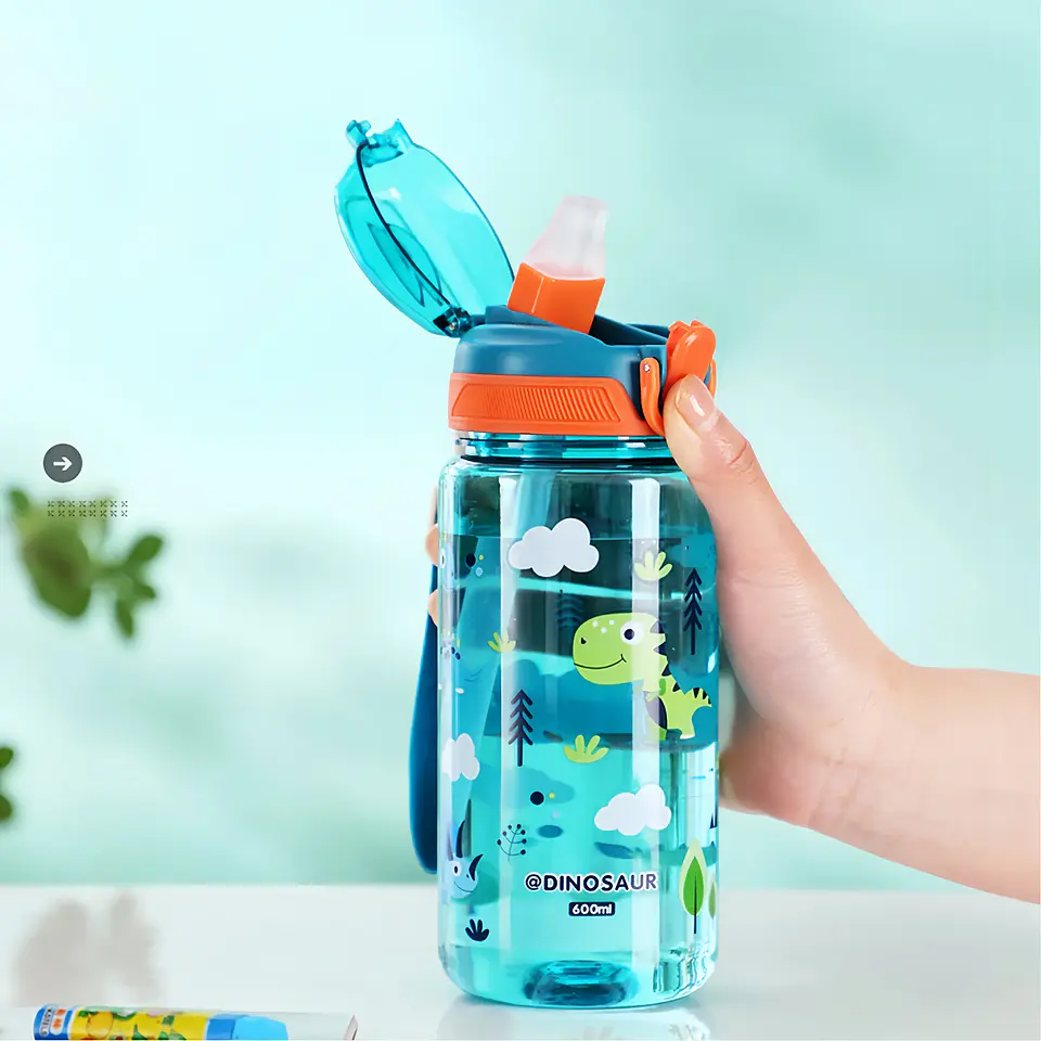 Kids Dinosaur Water Bottle – 600ml Straw Cup 2