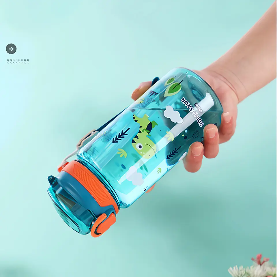 Kids Dinosaur Water Bottle – 600ml Straw Cup 3