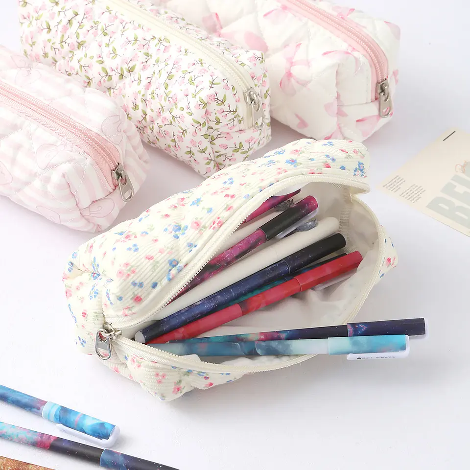 Floral Pencil Case – Bowknot School Storage Bag 4