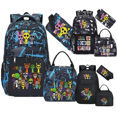 Sprunki Backpack Set  3PCS Waterproof School Bag