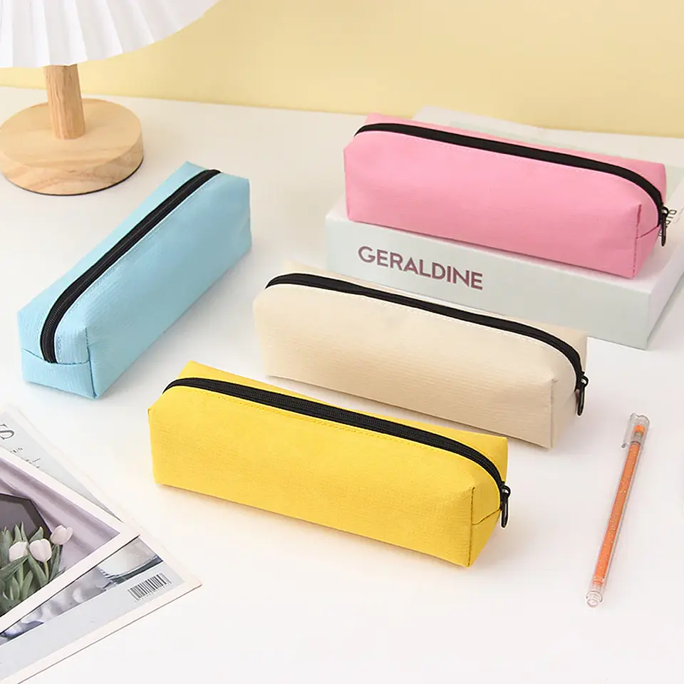 Solid Color Pencil Case  Large Zipper Pencil Pouch 2