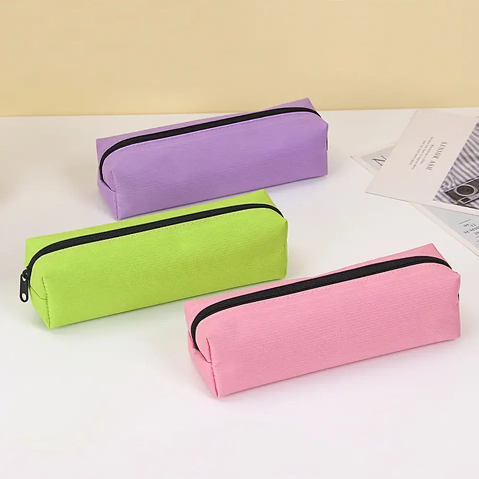 Solid Color Pencil Case  Large Zipper Pencil Pouch 3