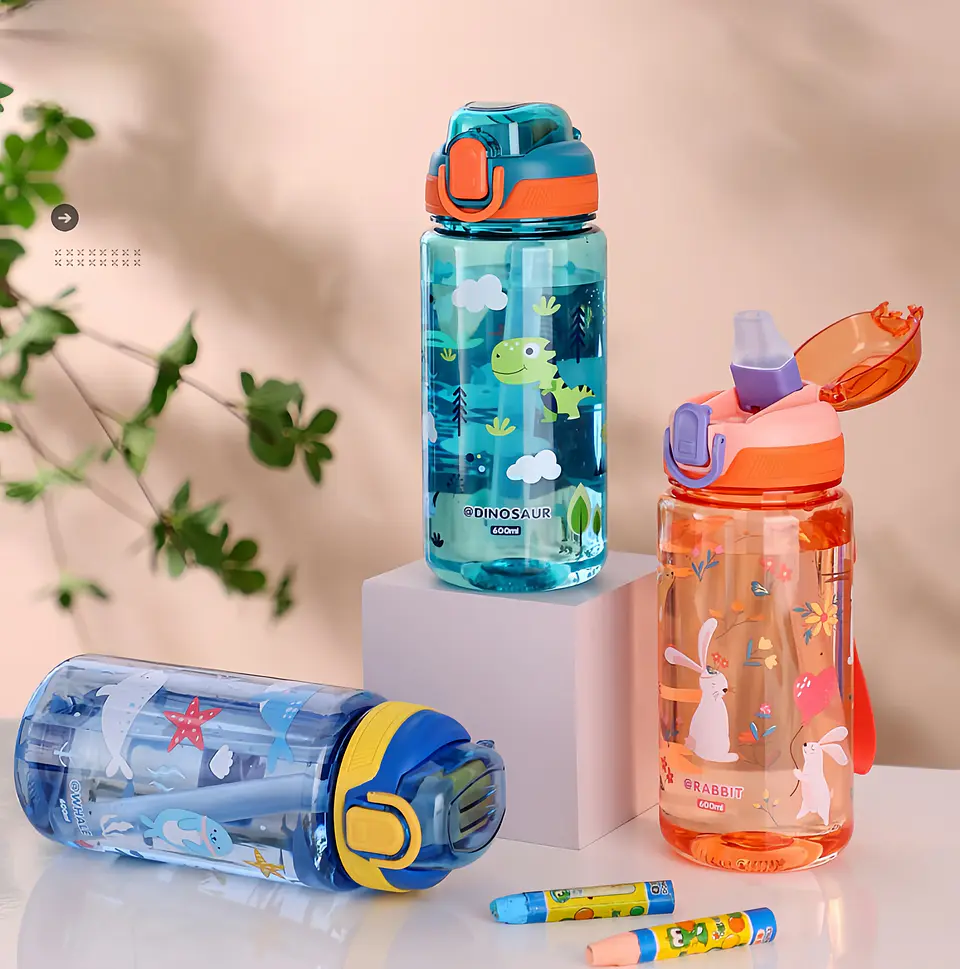 Kids Dinosaur Water Bottle – 600ml Straw Cup 6