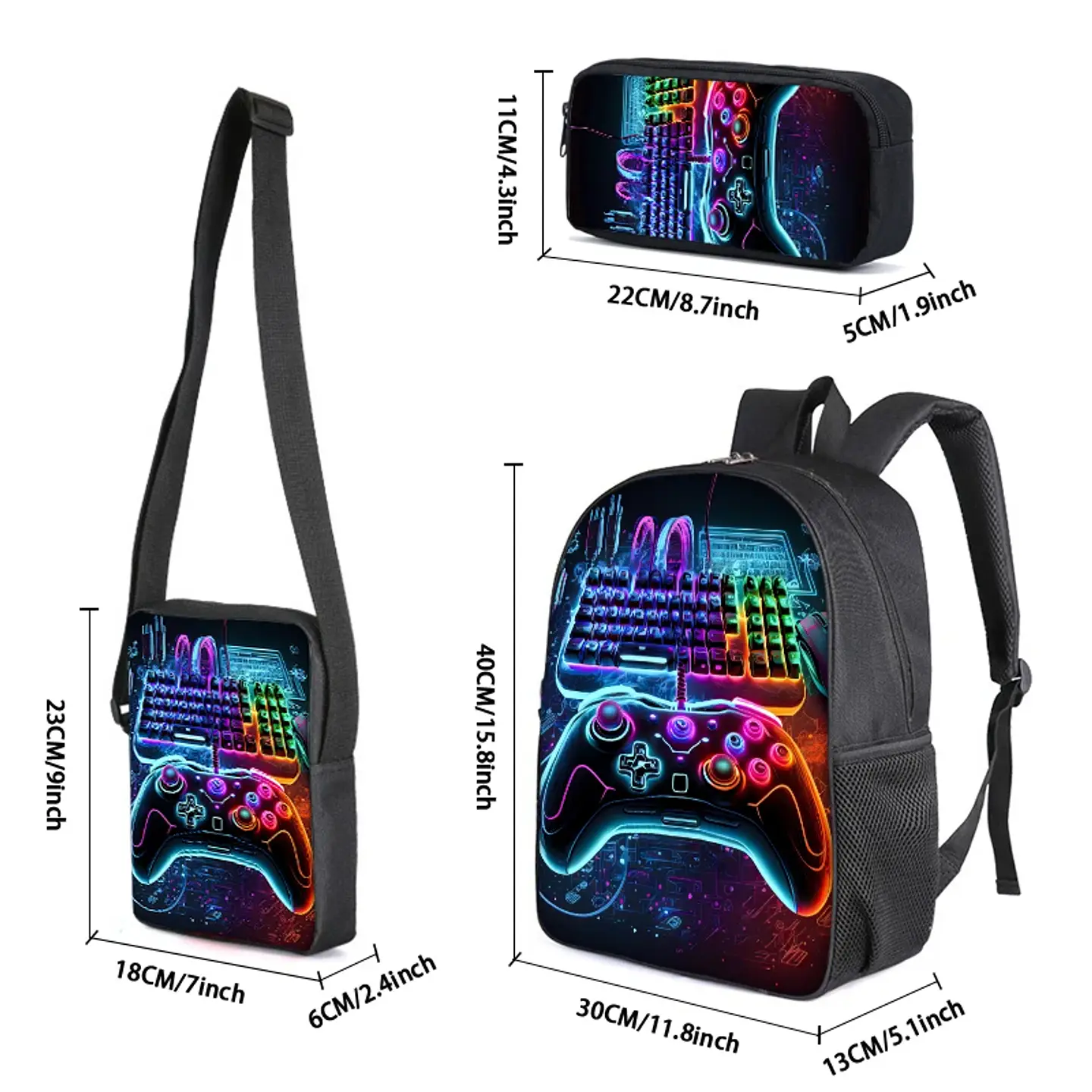 GamePad Backpack Set 3PCS Waterproof School Bag 2