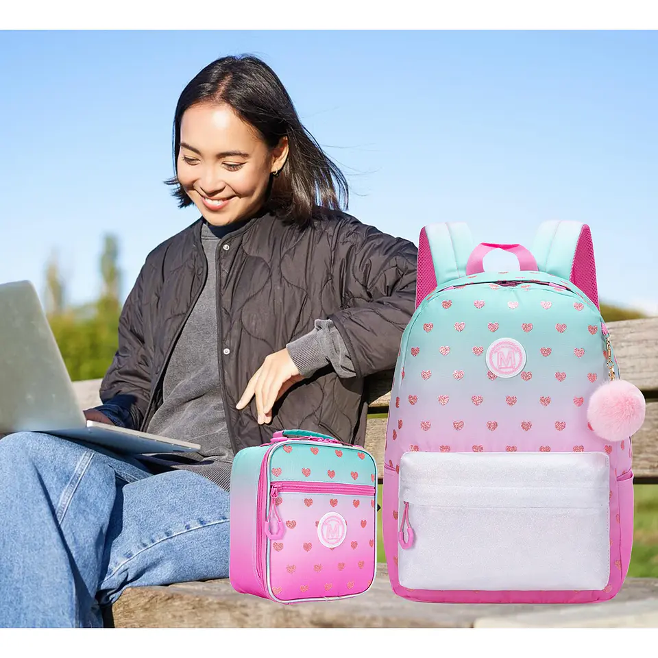 Love Girls Backpack Set 3PCS School Bag with Lunch Bag 6