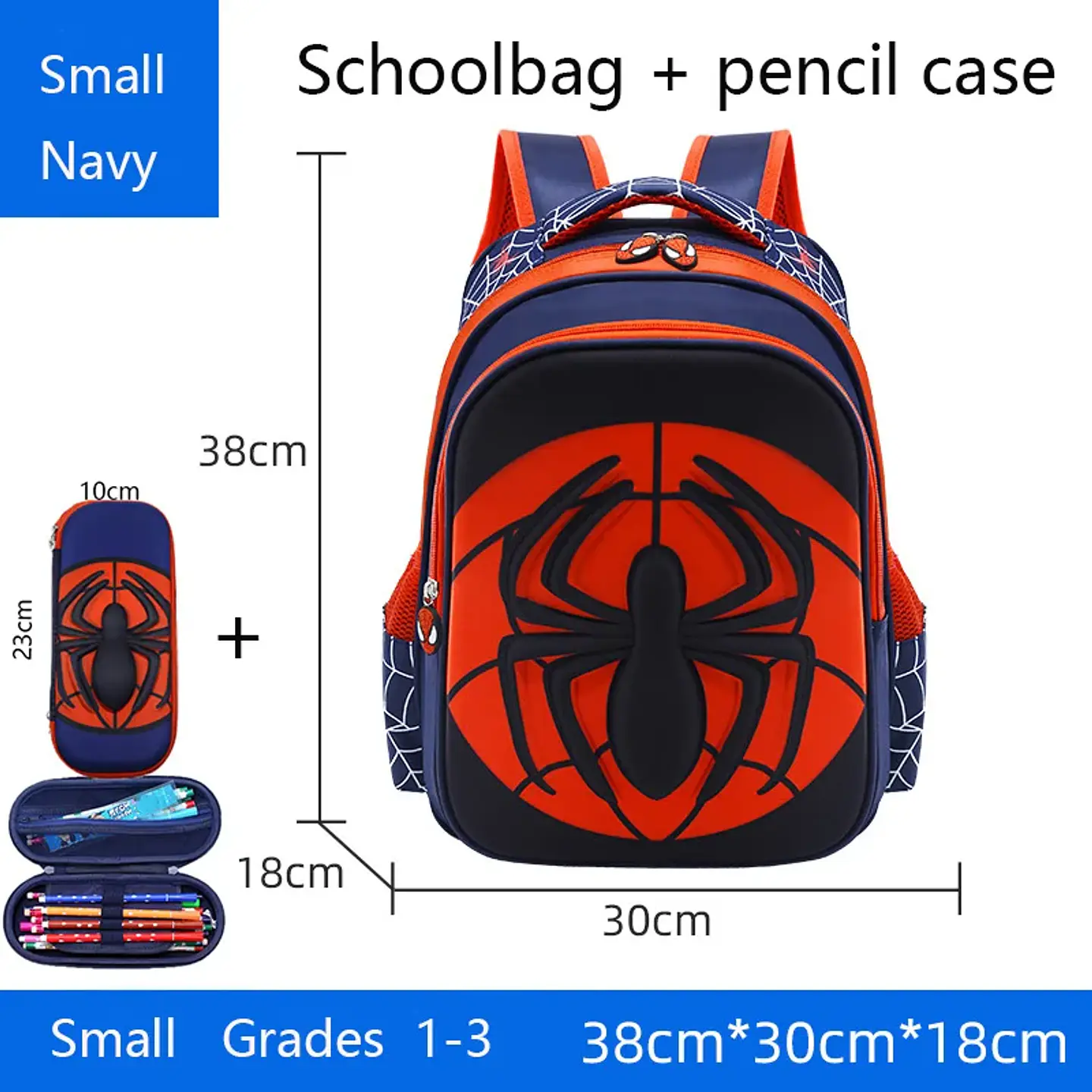 Spider Kids Backpack Set  2PCS Waterproof School Bag 7