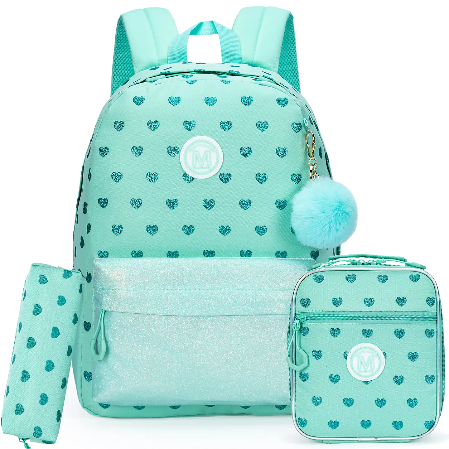 Love Girls Backpack Set 3PCS School Bag with Lunch Bag 7