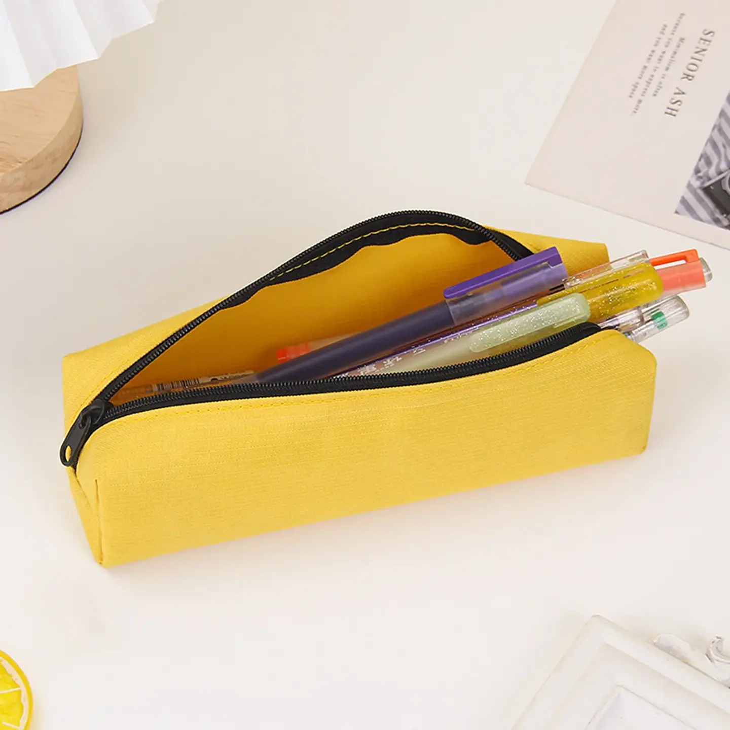 Solid Color Pencil Case  Large Zipper Pencil Pouch 5