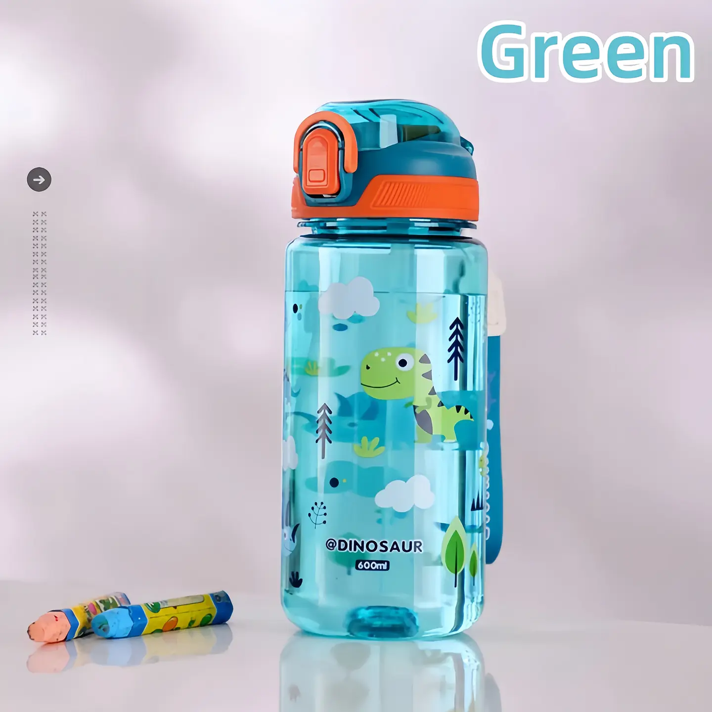 Kids Dinosaur Water Bottle – 600ml Straw Cup 10