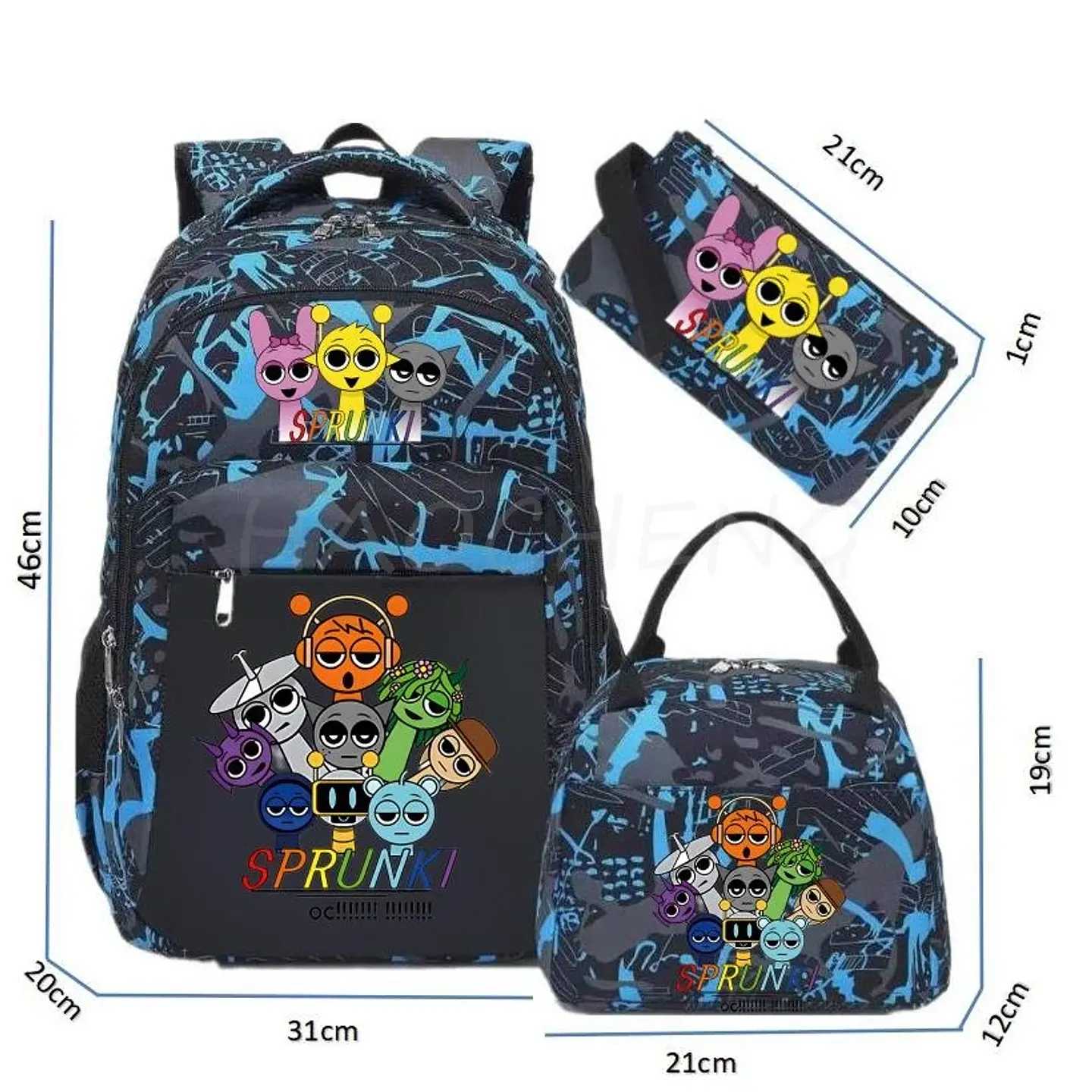 Sprunki Backpack Set  3PCS Waterproof School Bag 4