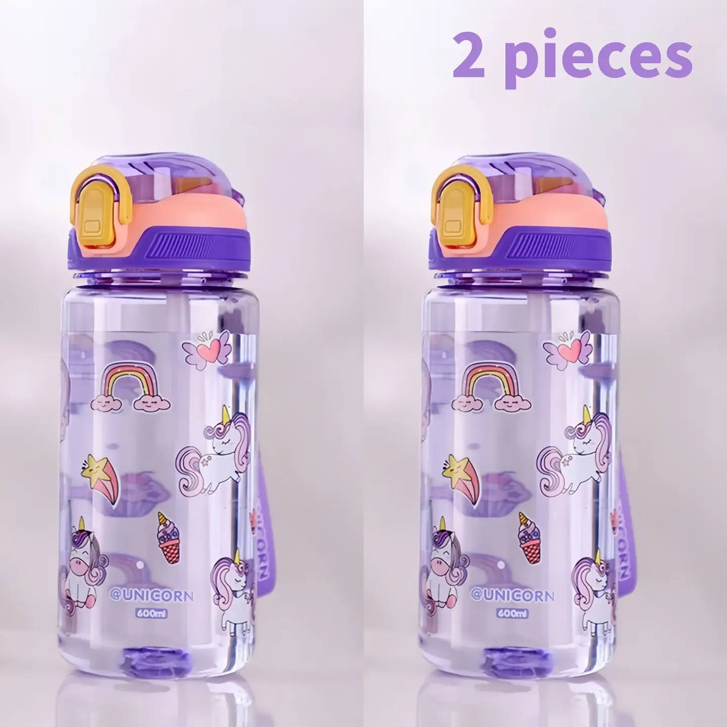 Kids Dinosaur Water Bottle – 600ml Straw Cup 12