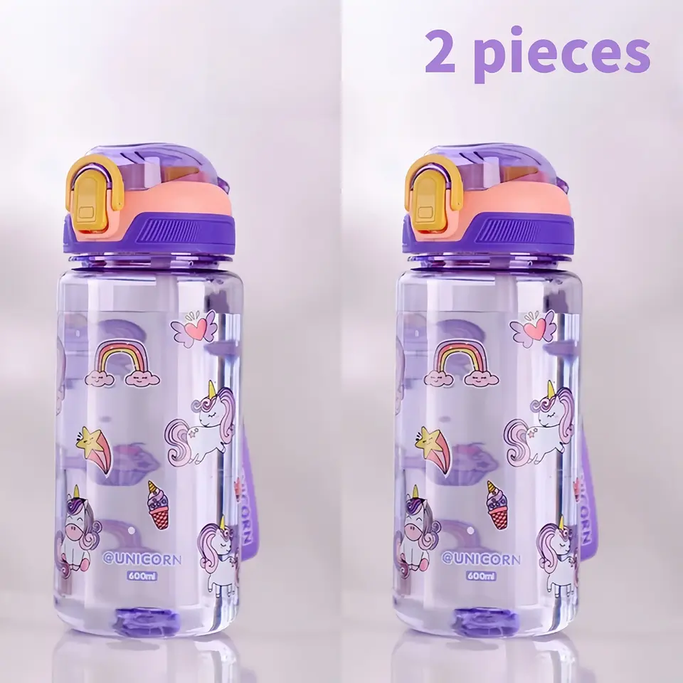 Kids Dinosaur Water Bottle – 600ml Straw Cup 12