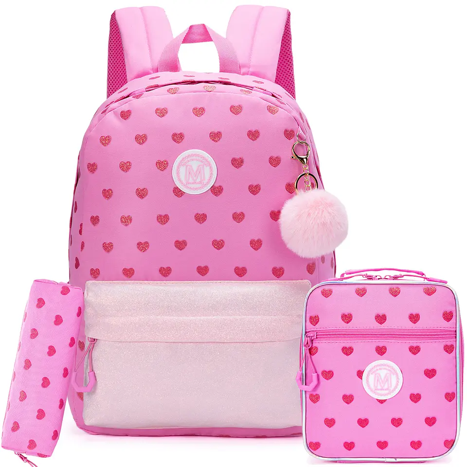 Love Girls Backpack Set 3PCS School Bag with Lunch Bag 11