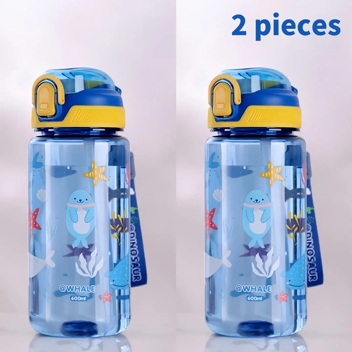 Kids Dinosaur Water Bottle – 600ml Straw Cup 13