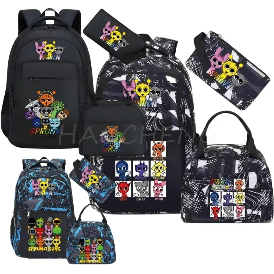 Sprunki Backpack Set  3PCS Waterproof School Bag 5