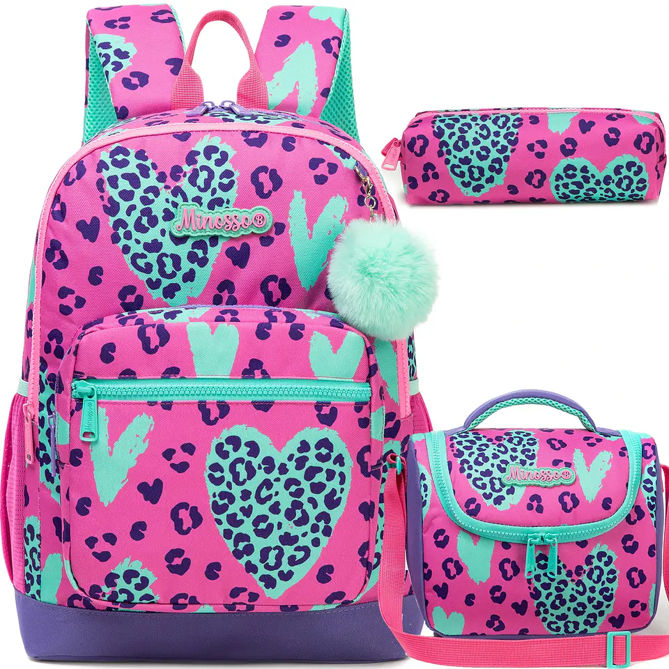 Kids Backpack Set  3PCS School Bag with Lunch Bag 7