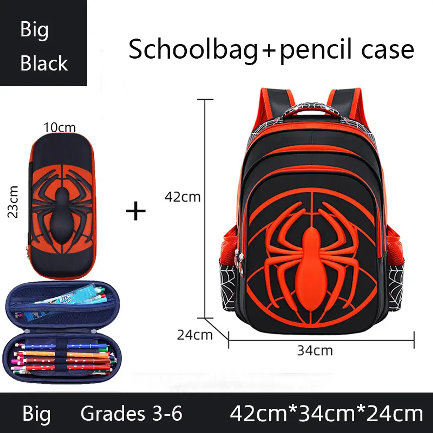 Spider Kids Backpack Set  2PCS Waterproof School Bag 11