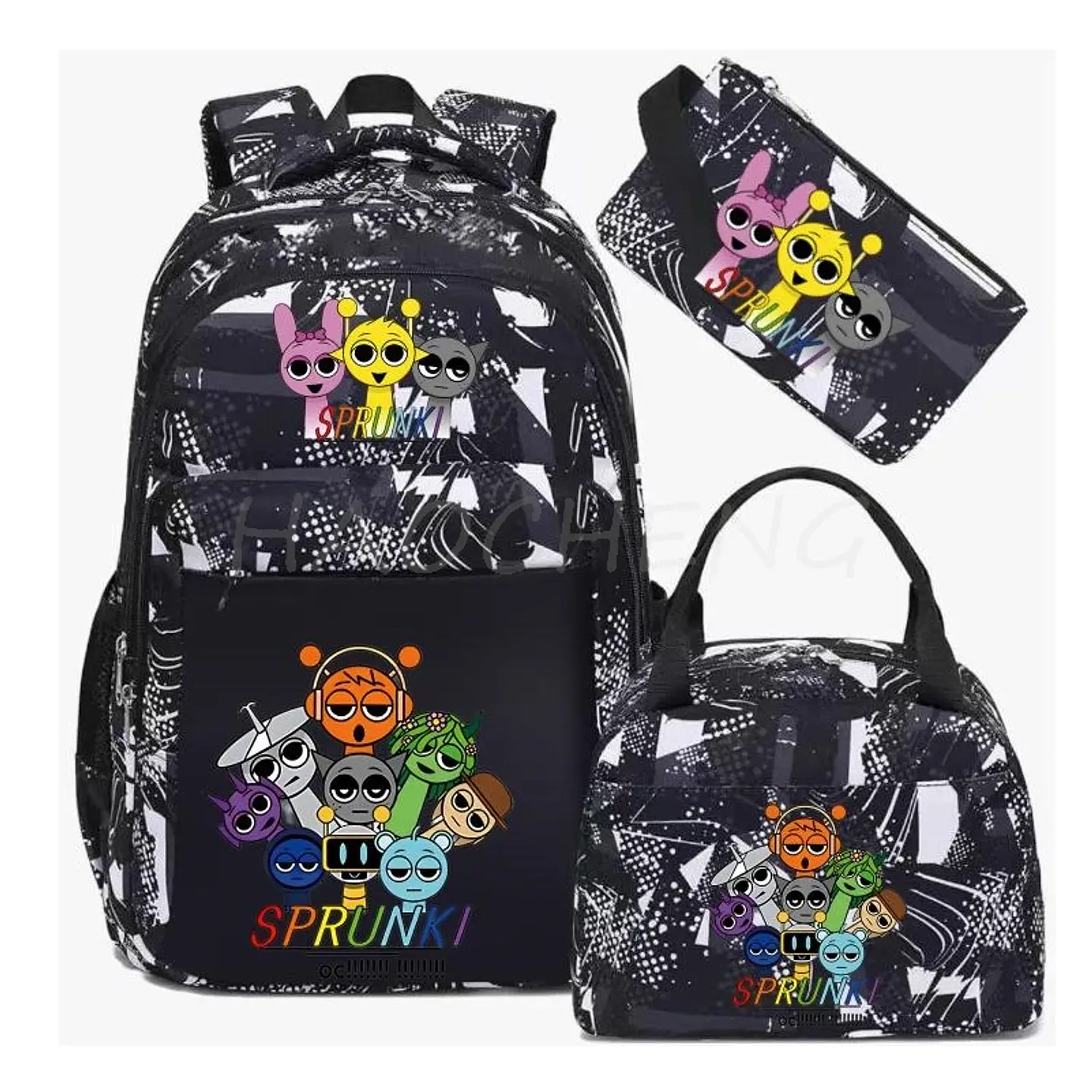 Sprunki Backpack Set  3PCS Waterproof School Bag 7