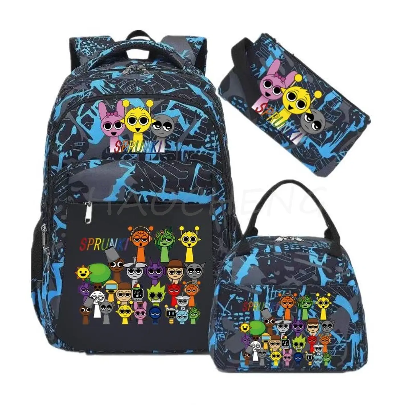 Sprunki Backpack Set  3PCS Waterproof School Bag 8