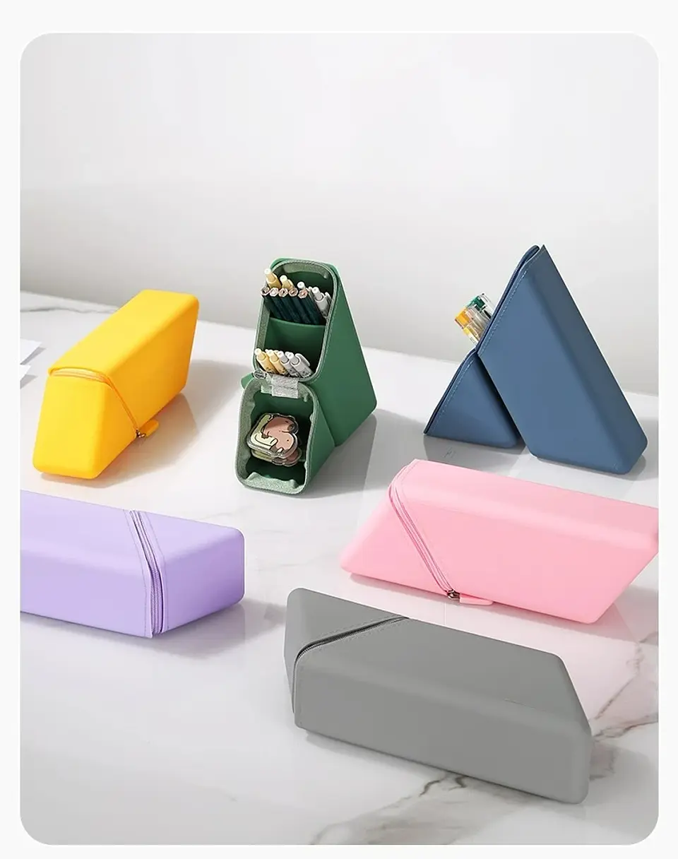 Stand Up Pencil Case  Silicone Desk Organizer 14