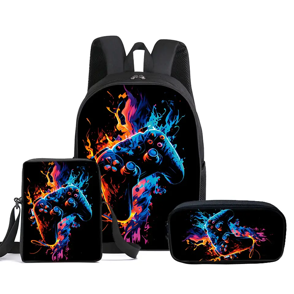 GamePad Backpack Set 3PCS Waterproof School Bag 12