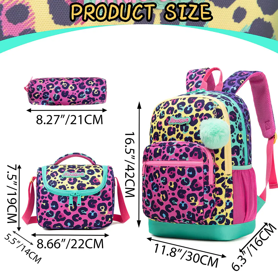 Kids Backpack Set  3PCS School Bag with Lunch Bag 11