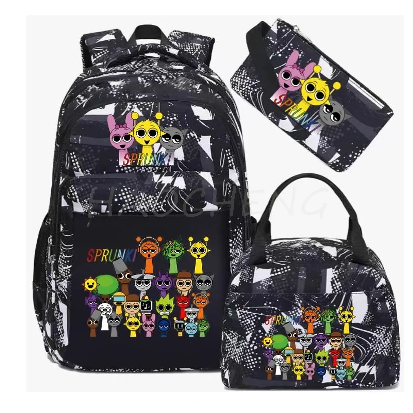 Sprunki Backpack Set  3PCS Waterproof School Bag 12