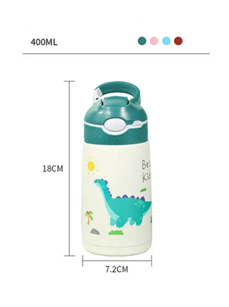 Kids Stainless Steel Thermos – 400ml Straw Bottle 16