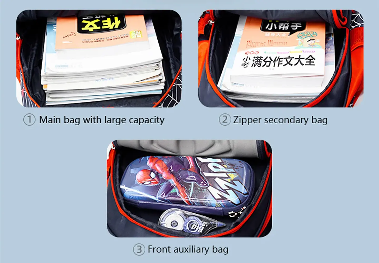 Spider Kids Backpack Set  2PCS Waterproof School Bag 16