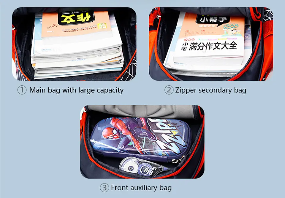 Spider Kids Backpack Set  2PCS Waterproof School Bag 16