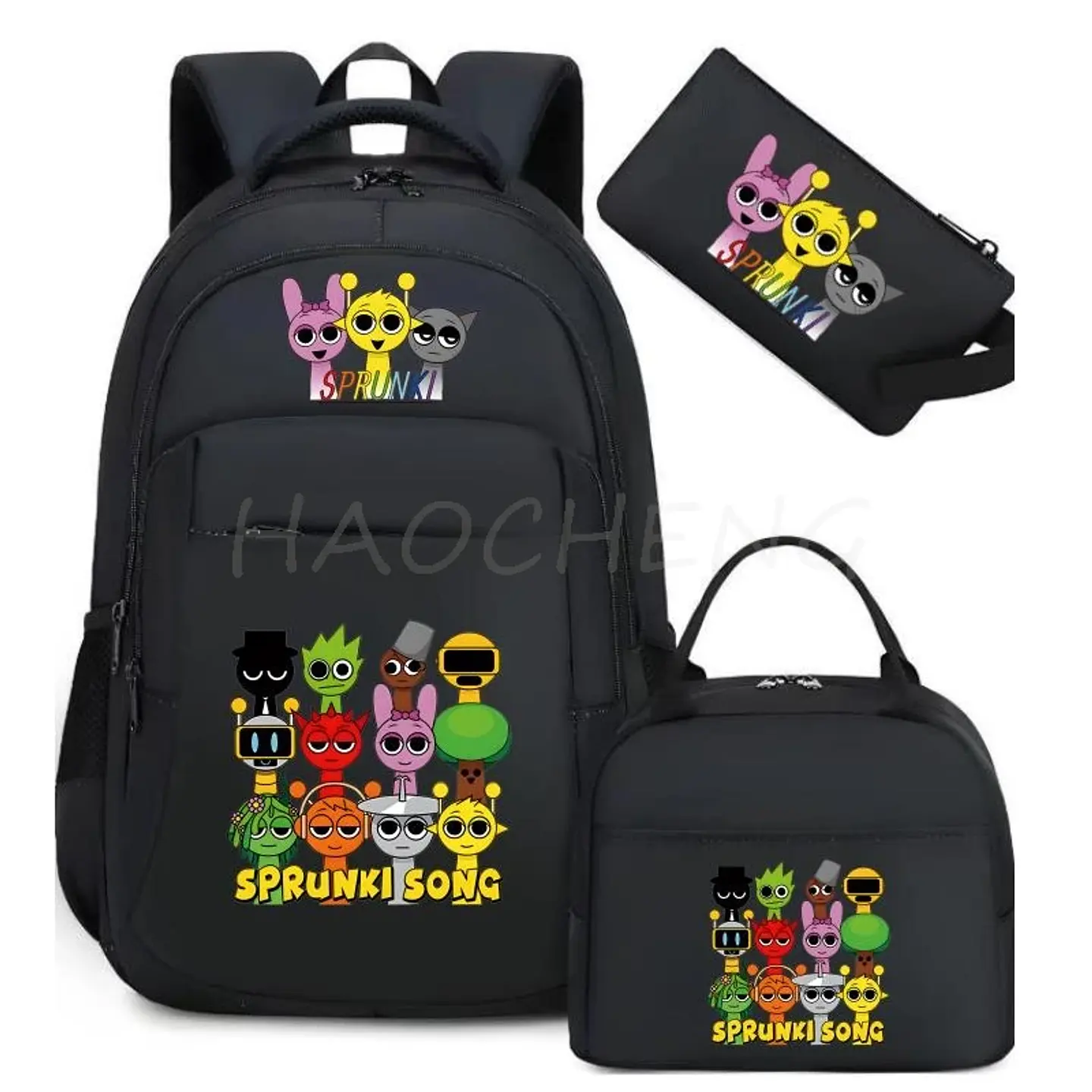 Sprunki Backpack Set  3PCS Waterproof School Bag 15