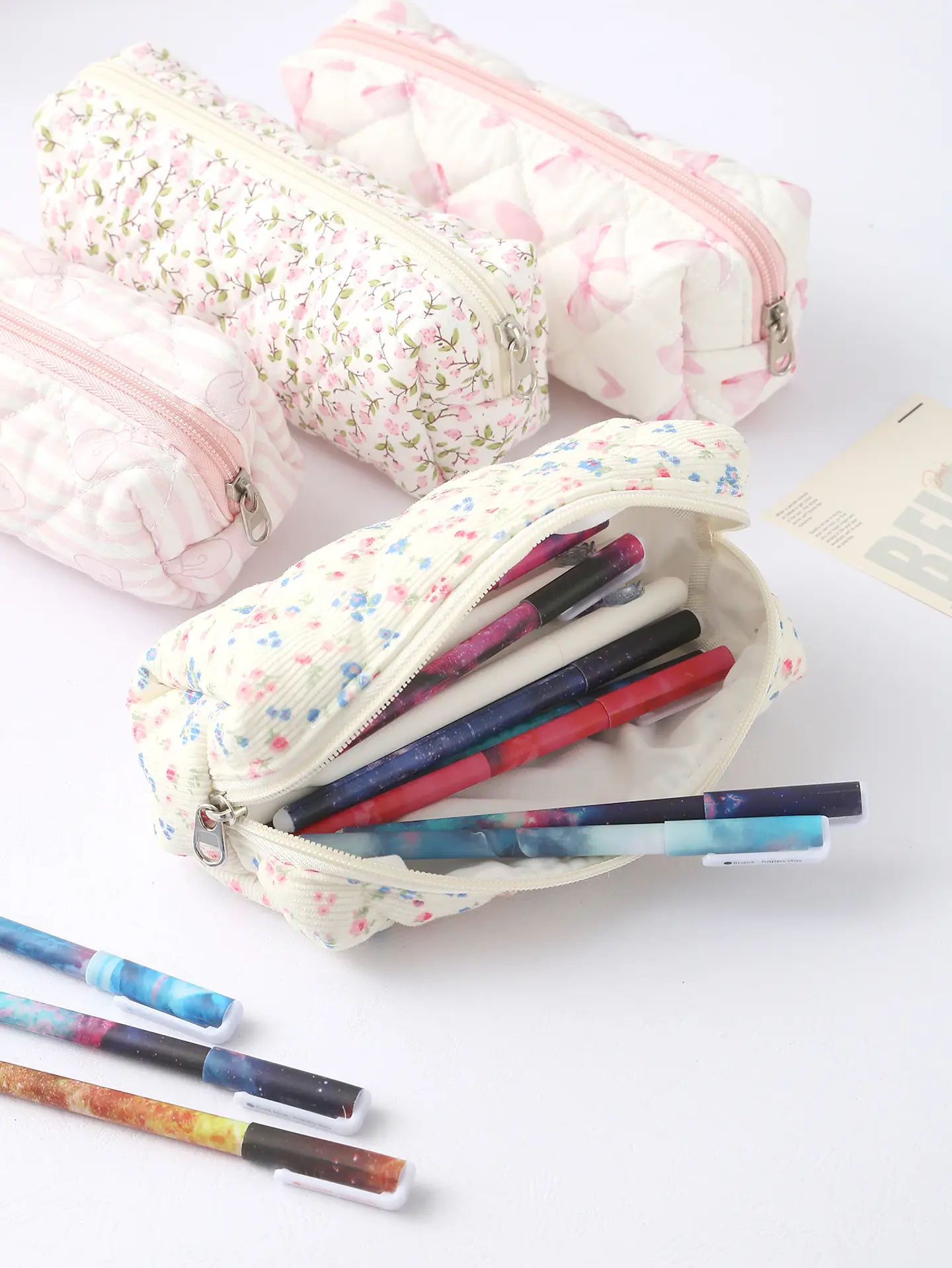 Floral Pencil Case – Bowknot School Storage Bag 23