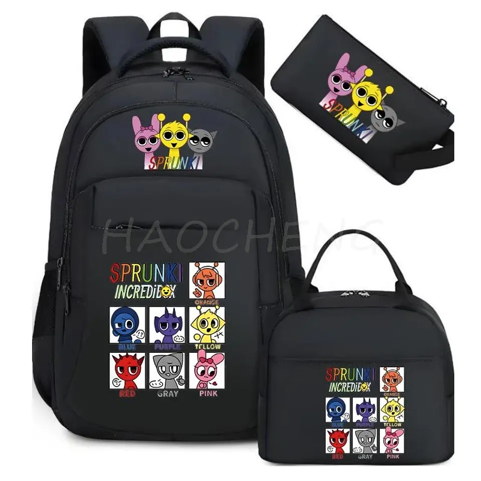 Sprunki Backpack Set  3PCS Waterproof School Bag 16