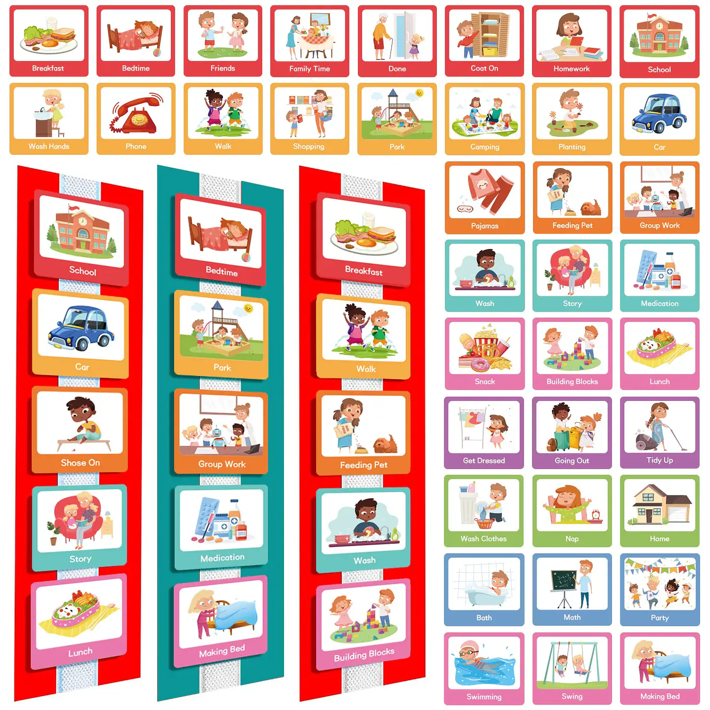 Visual Schedule for Kids Daily Routine Chart with 60 Cards 1