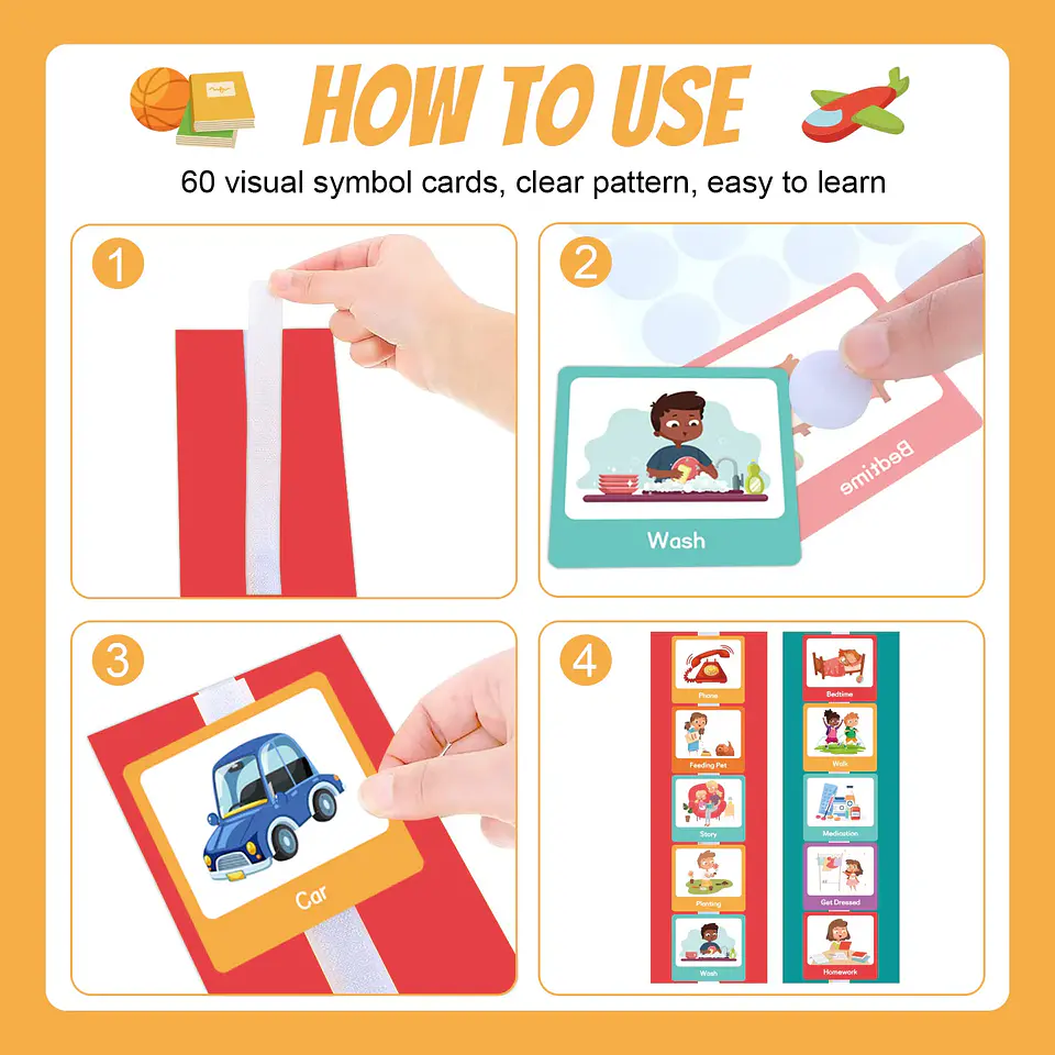 Visual Schedule for Kids Daily Routine Chart with 60 Cards 3