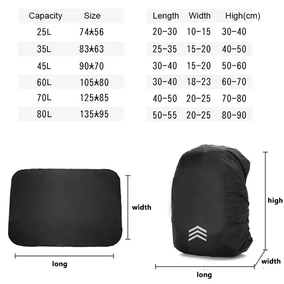 Hiking Backpack Rain Cover 25L–60L Waterproof 2
