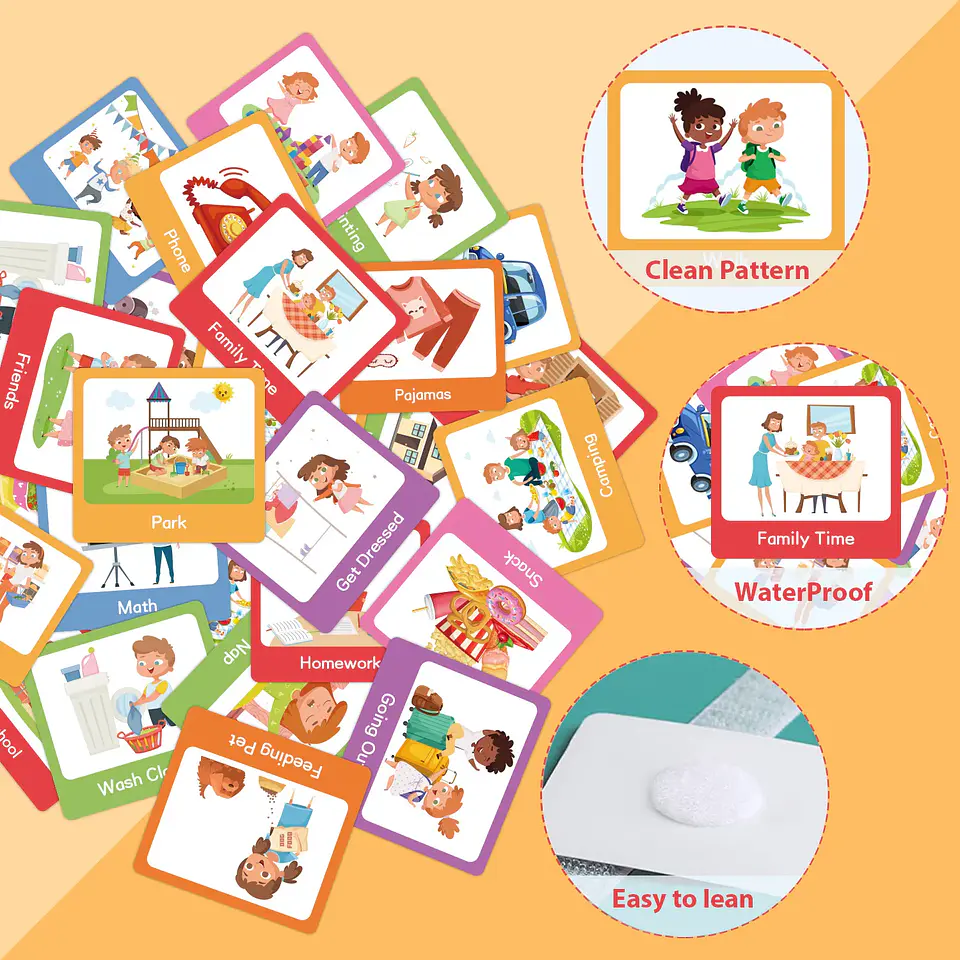 Visual Schedule for Kids Daily Routine Chart with 60 Cards 10