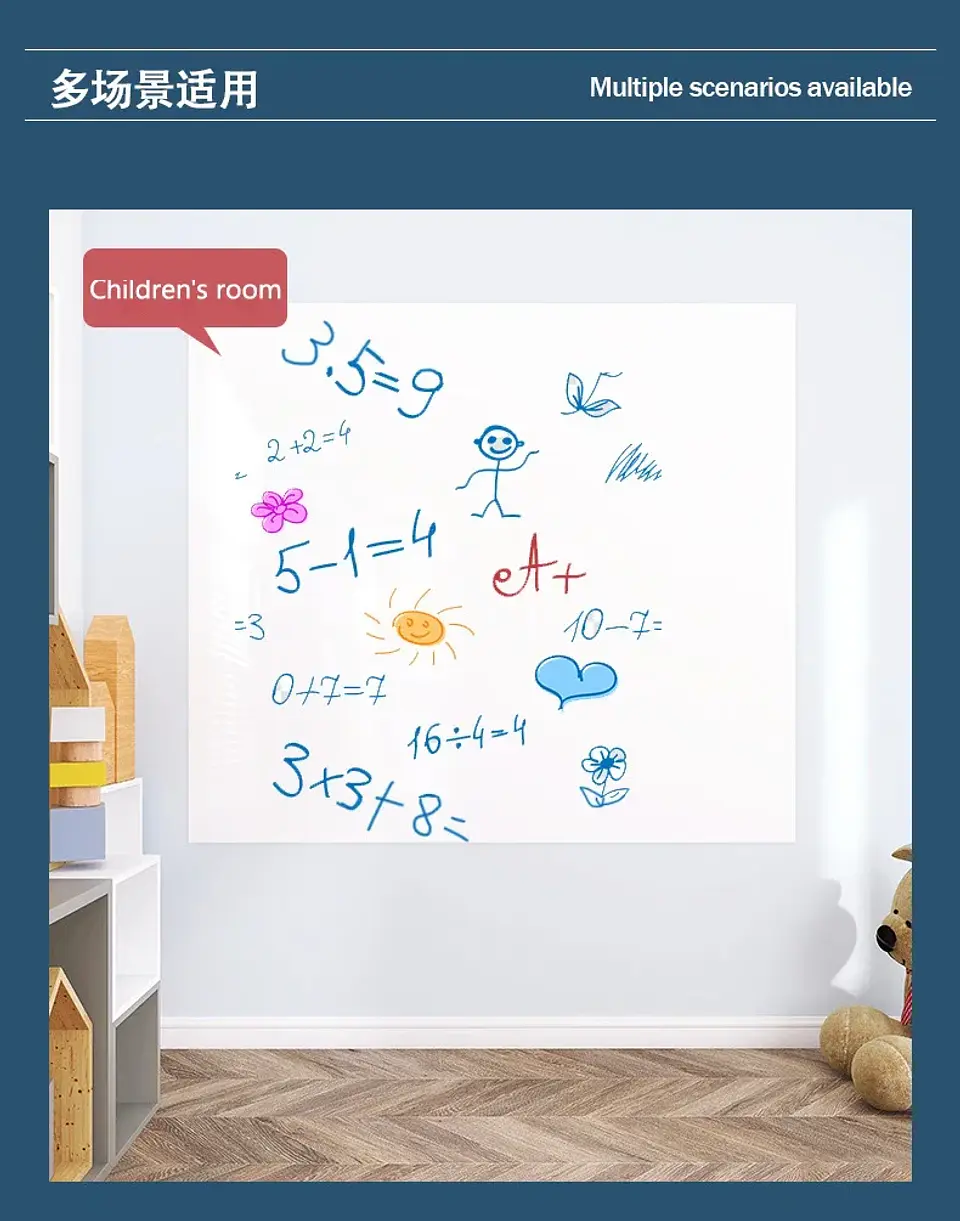 Reusable Whiteboard Sticker Dry Erase Wall Board for Kids 15