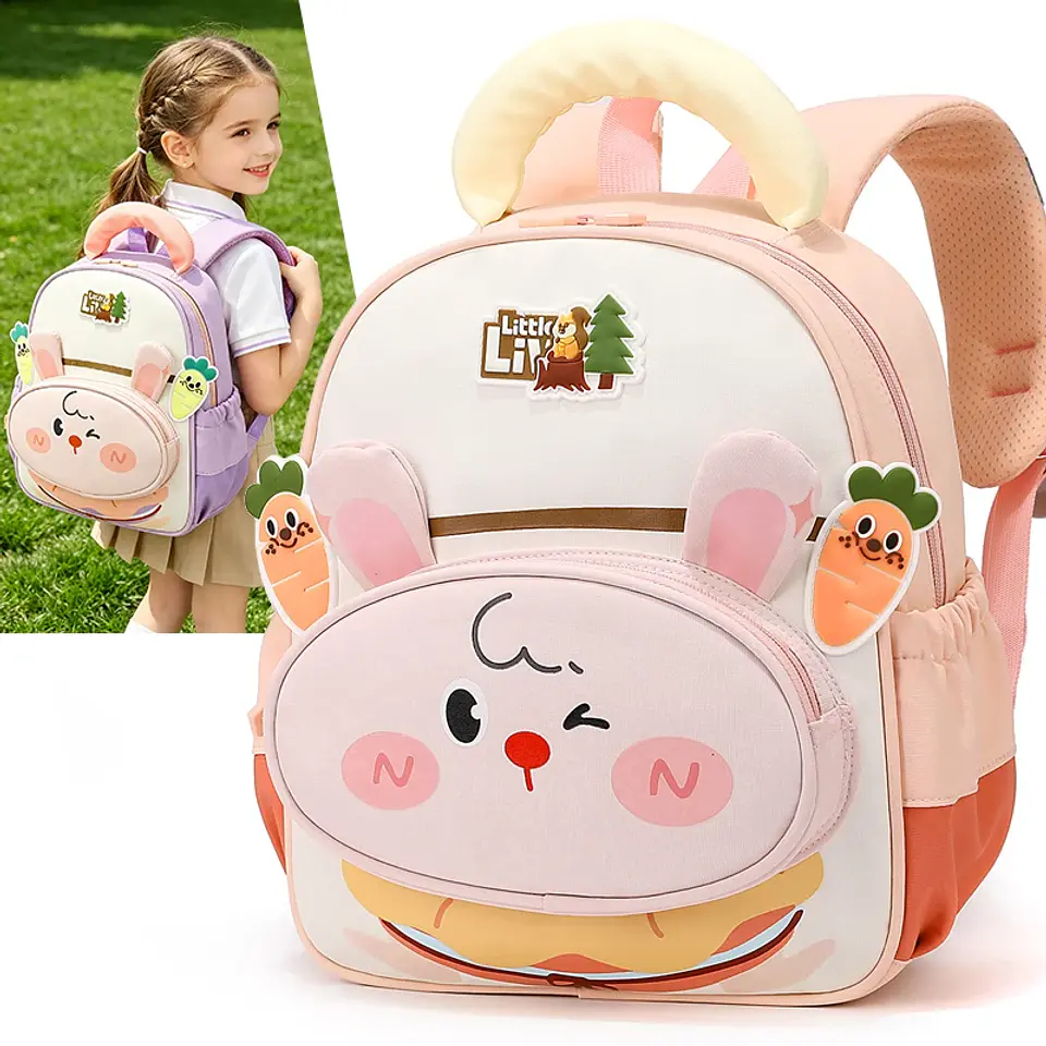 3D Rabbit Preschool Backpack – Carrot Decor 2