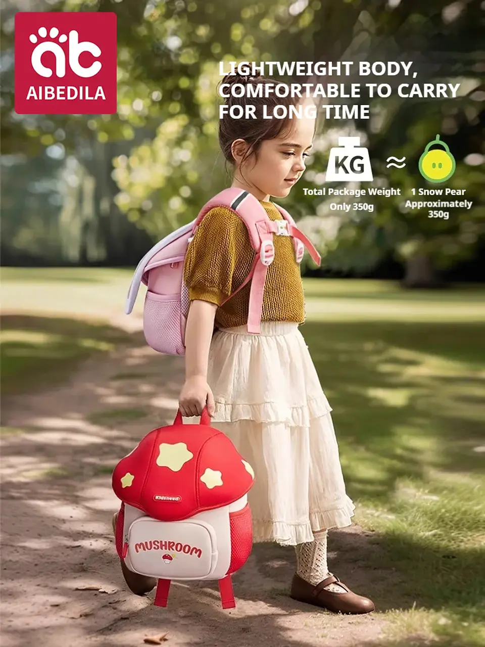 Mushroom Kindergarten Backpack – Anti-Lost Strap 2