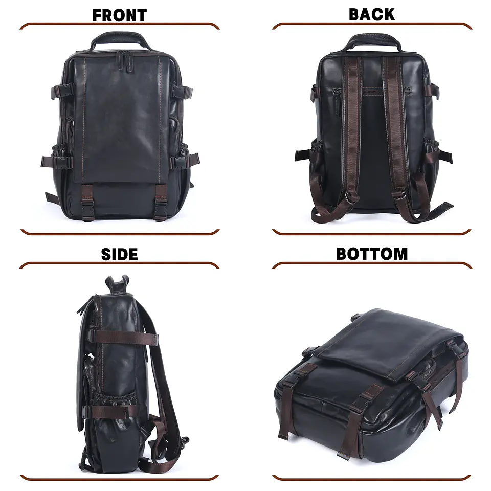 Genuine Leather Men's Backpack – Laptop Compartment 3