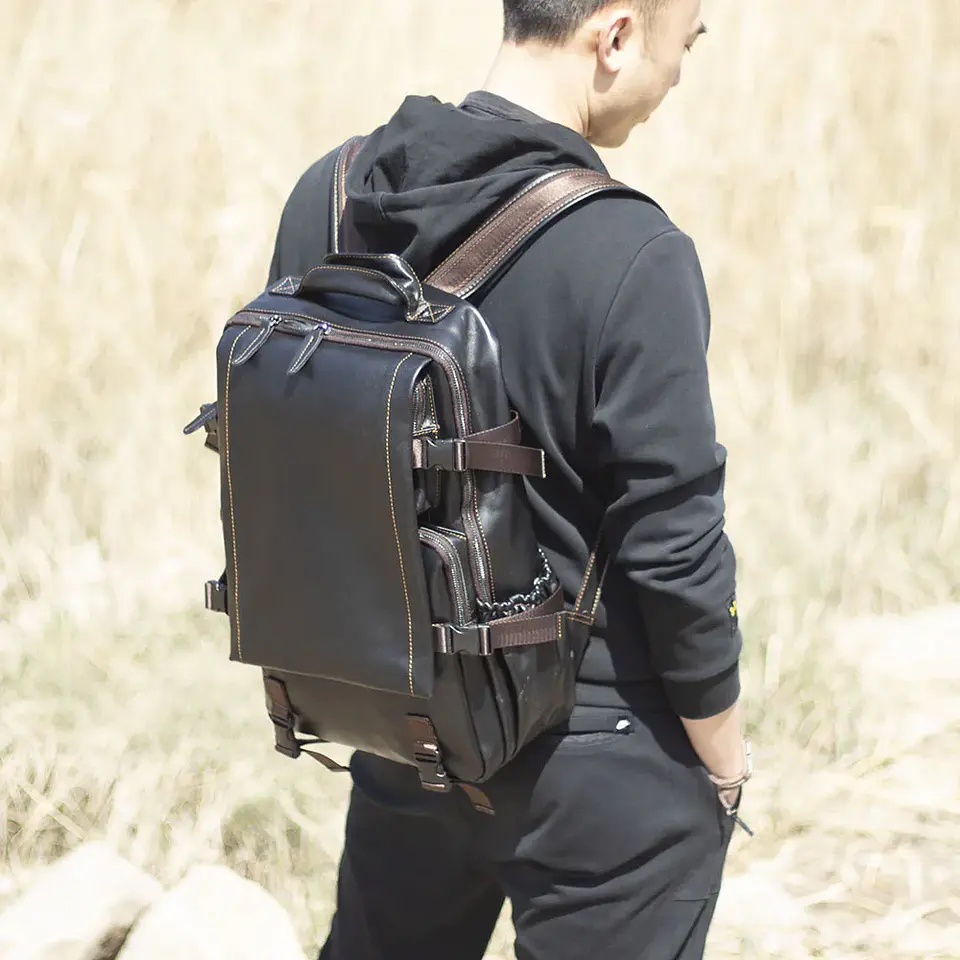 Genuine Leather Men's Backpack – Laptop Compartment 4