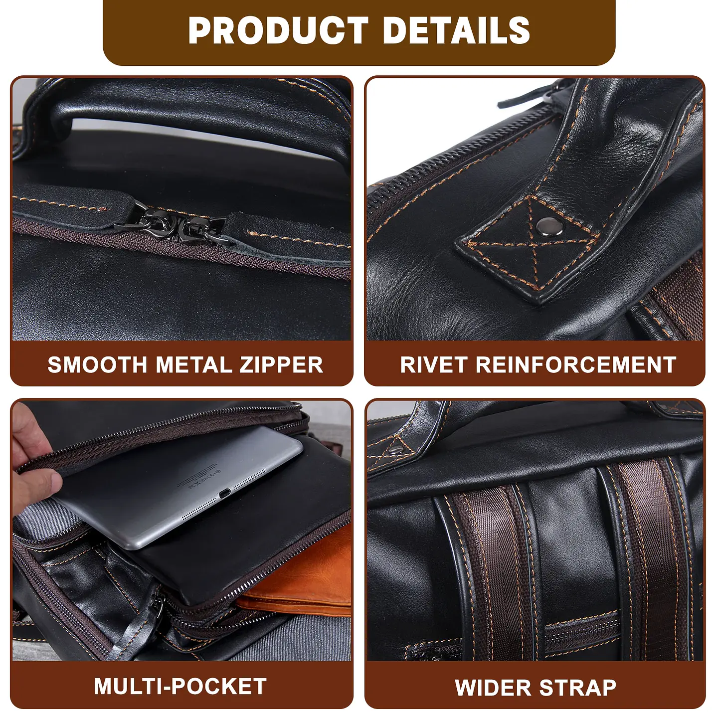 Genuine Leather Men's Backpack – Laptop Compartment 6