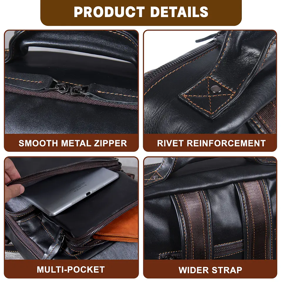 Genuine Leather Men's Backpack – Laptop Compartment 6