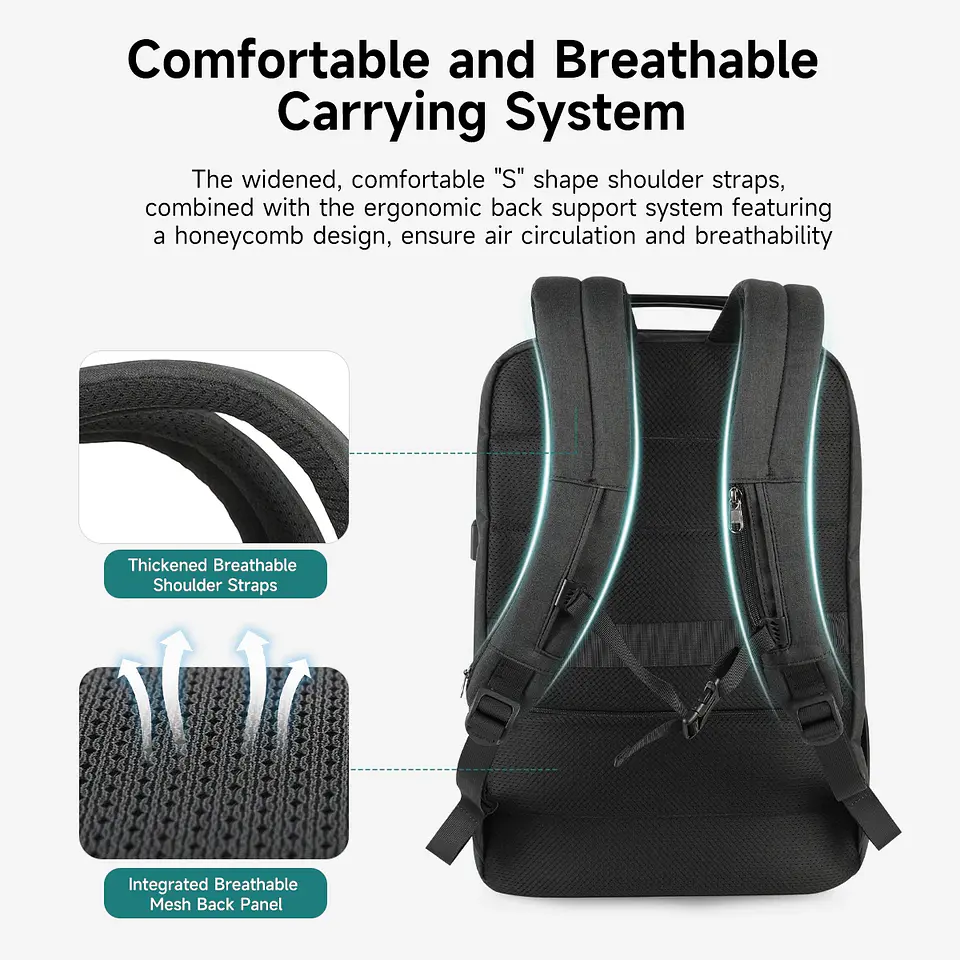 RFID Laptop Backpack – USB Charging, Expandable 5