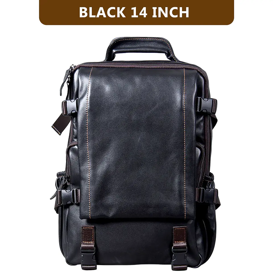 Genuine Leather Men's Backpack – Laptop Compartment 7