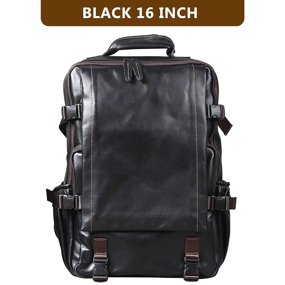 Genuine Leather Men's Backpack – Laptop Compartment 8