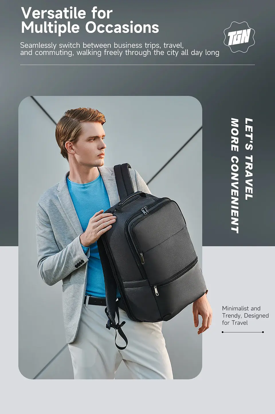 RFID Laptop Backpack – USB Charging, Expandable 8